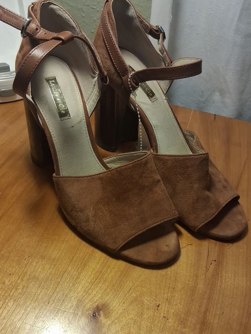 Louise et Cie Tan Suede Block Heel Sandals